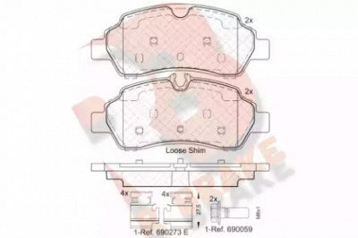 R BRAKE rb2224 -  Комплект тормозных колодок, дисковый тормоз